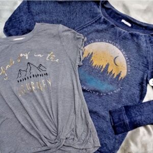 Camping theme women's maurices/Altar'd State graphic t-shirt/sweatshirt set szS